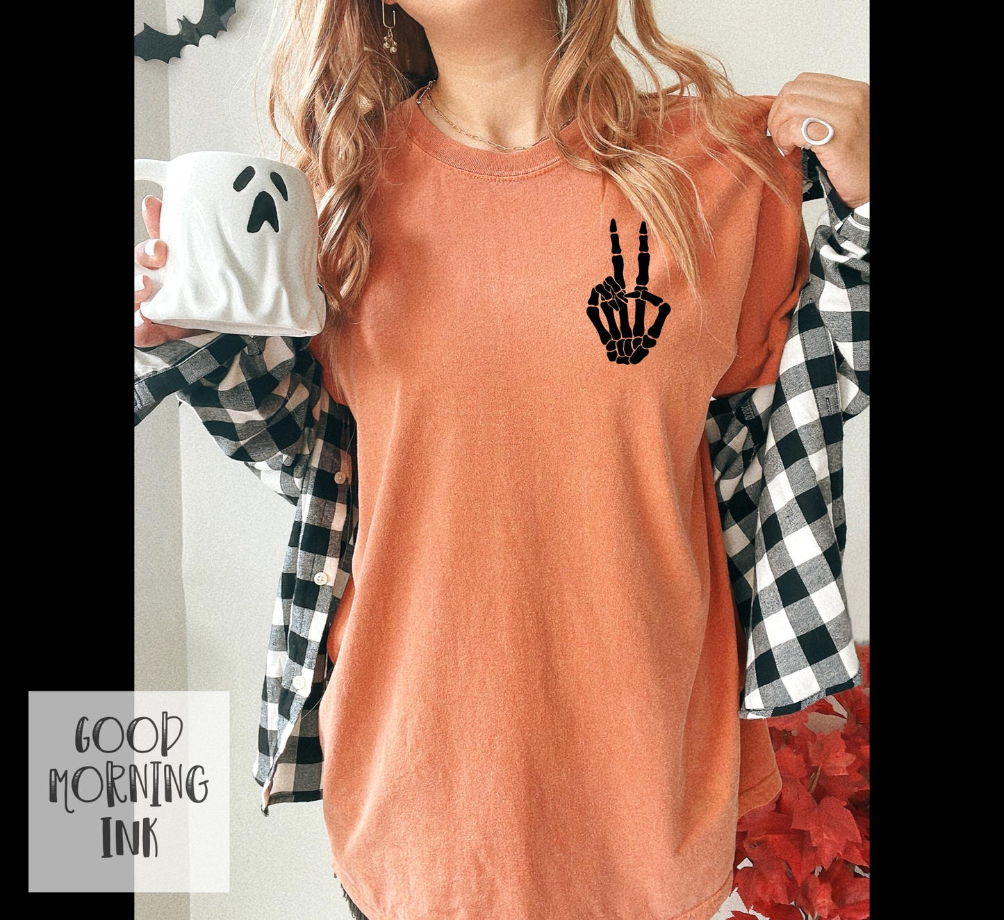 Pocket Print: Peace Skellie (BLACK)