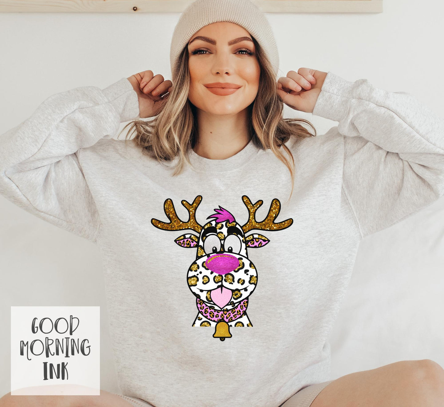 Faux Glitter Leopard Rudolph Clear Film COLOR