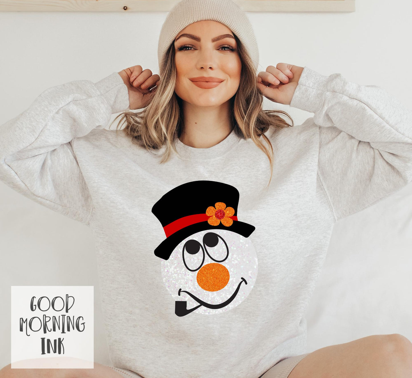 Faux Glitter Snowman Clear Film COLOR