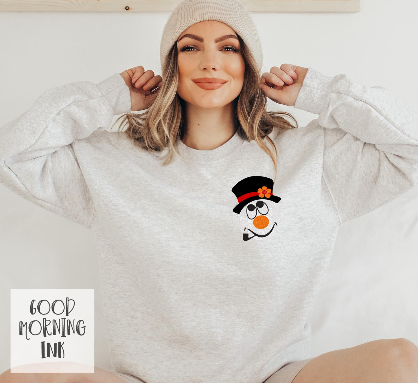 Pocket Print: Faux Glitter Snowman Clear Film COLOR