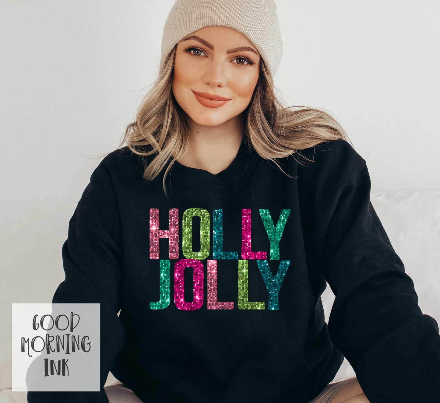 Faux Sequins Holly Jolly Clear Film COLOR