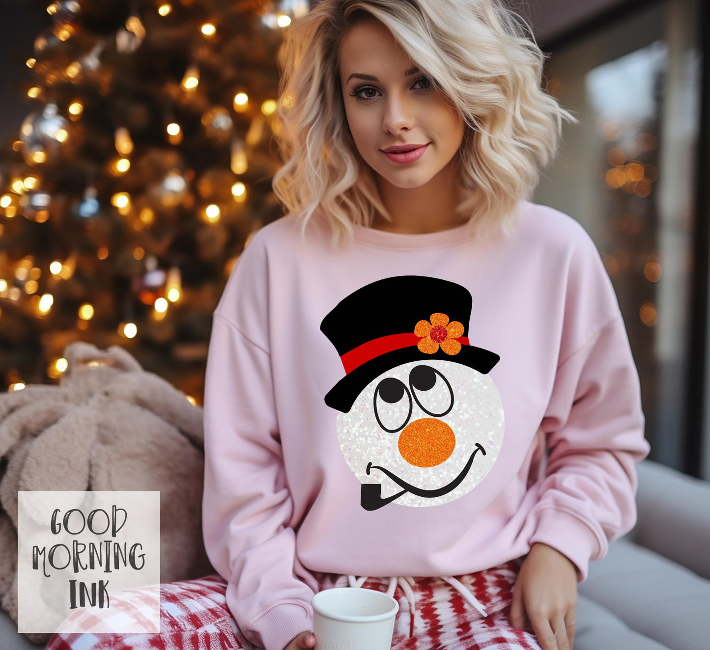 Faux Glitter Snowman Clear Film COLOR