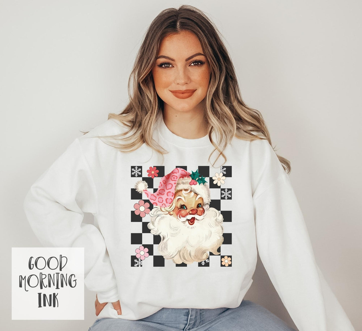 Checkerboard Retro Santa Clear Film COLOR