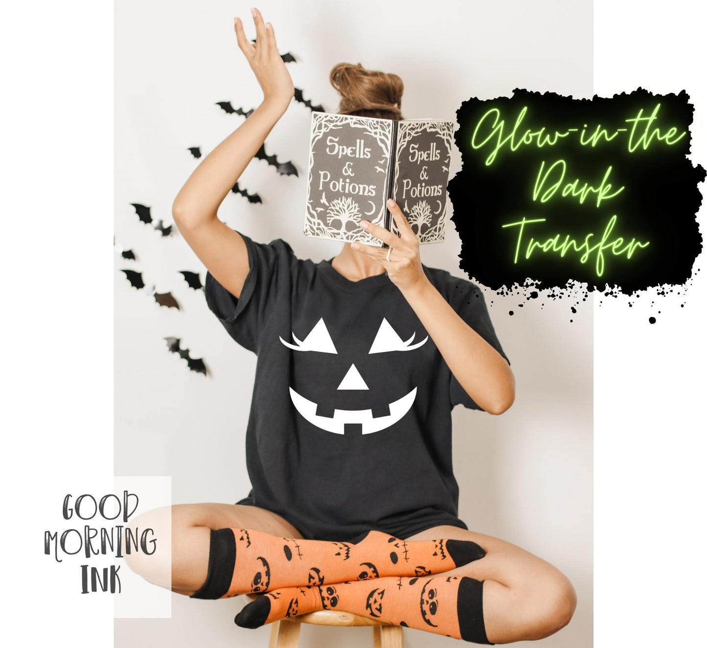 Pumpkin Face w/ Lashes GLOW-IN-THE-DARK
