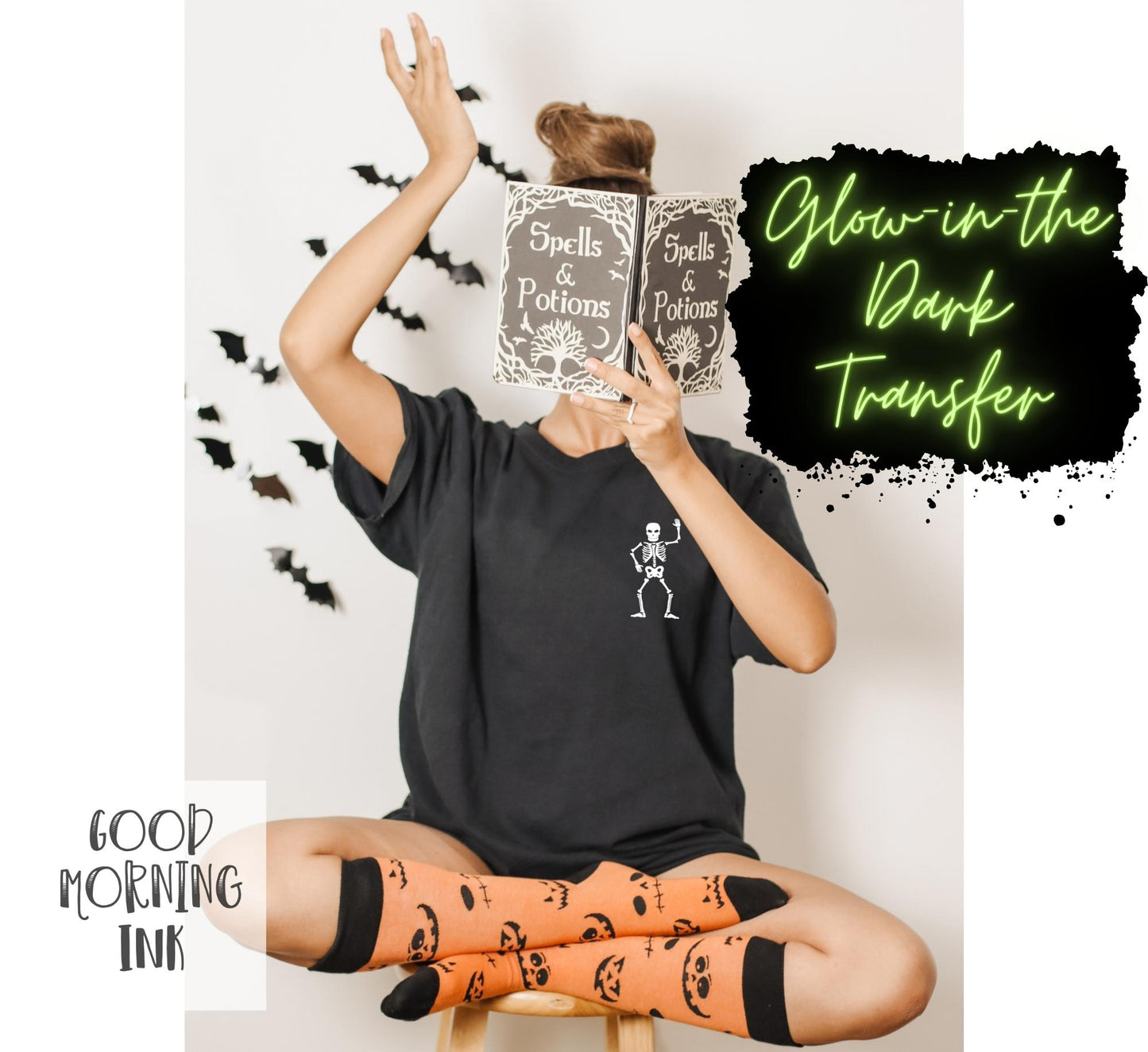 Pocket Print: Waving Skeleton GLOW-IN-THE-DARK