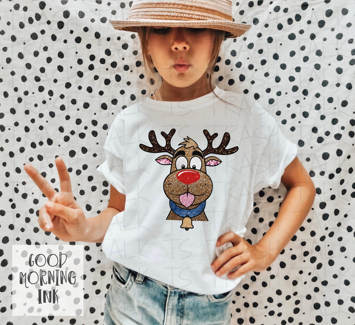 Faux Glitter Rudolph (Toddler/ Youth) Clear Film COLOR