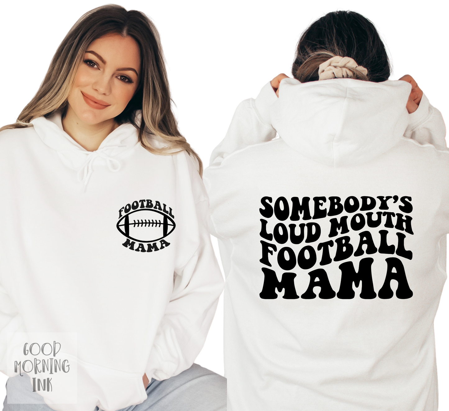 Set of 2: Somebody's Loud Mouth Football Mama / Football Mama Pocket (BLACK)