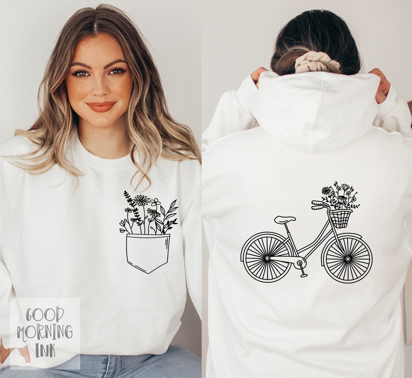 SET of 2: Flower Bicycle/ Flower Pocket (BLACK)
