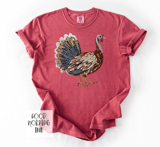 Faux Rhinestone Turkey Tee | Comfort Colors