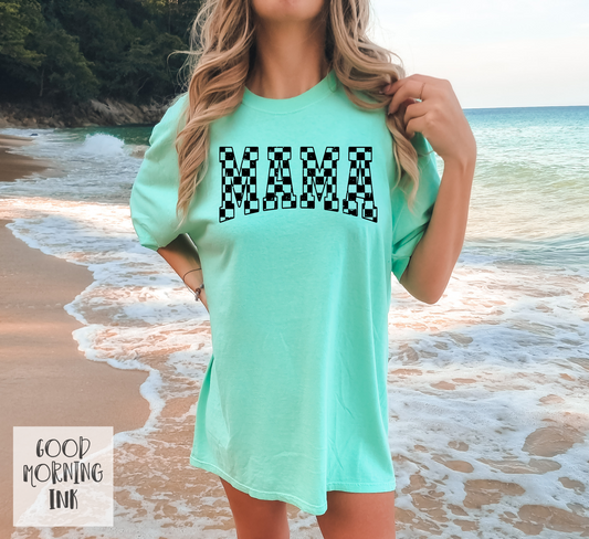 Distressed Check Mama (BLACK)