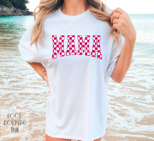Distressed Check Mama (Berry)