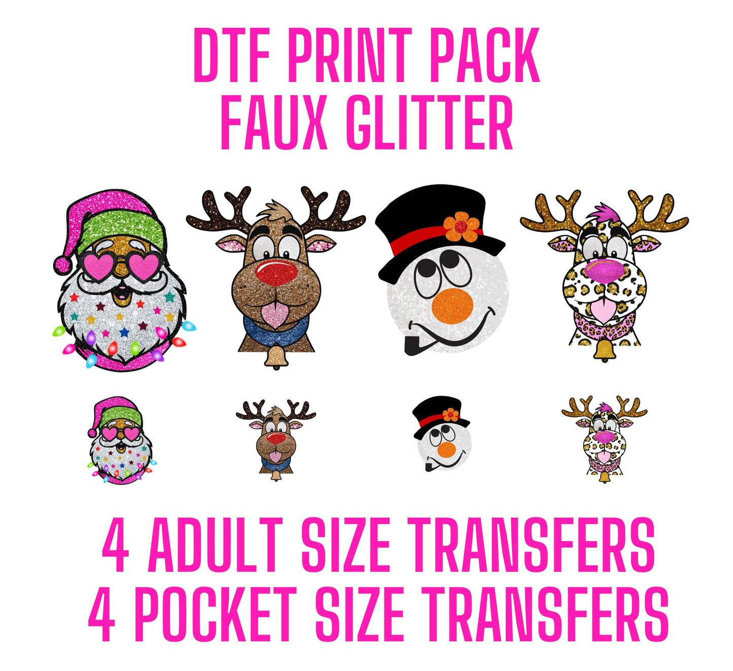 DTF Print Pack: Faux Glitter Christmas