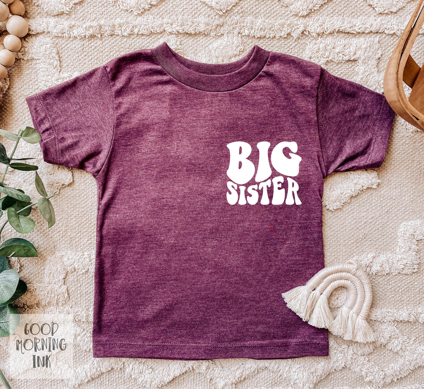Pocket Print (Toddler/ Youth): Big Sister (WHITE)